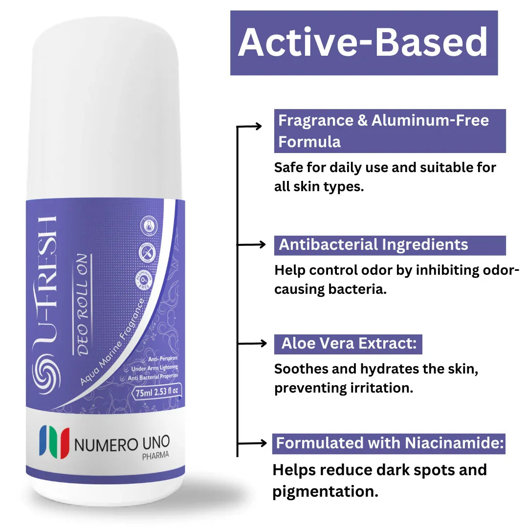 U-Fresh Deo Roll On | Long-Lasting Freshness, Odor Protection & Underarm Brightening