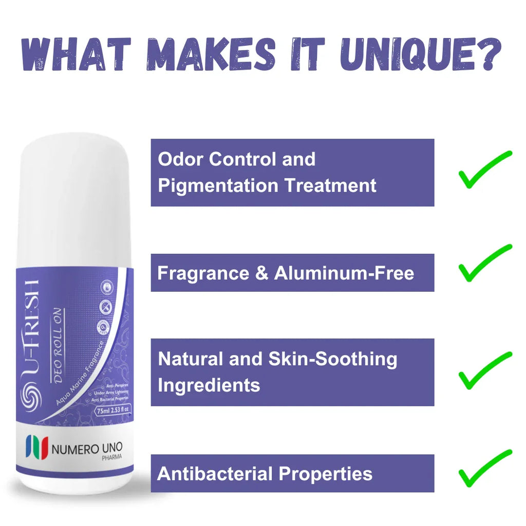 U-Fresh Deo Roll On | Long-Lasting Freshness, Odor Protection & Underarm Brightening