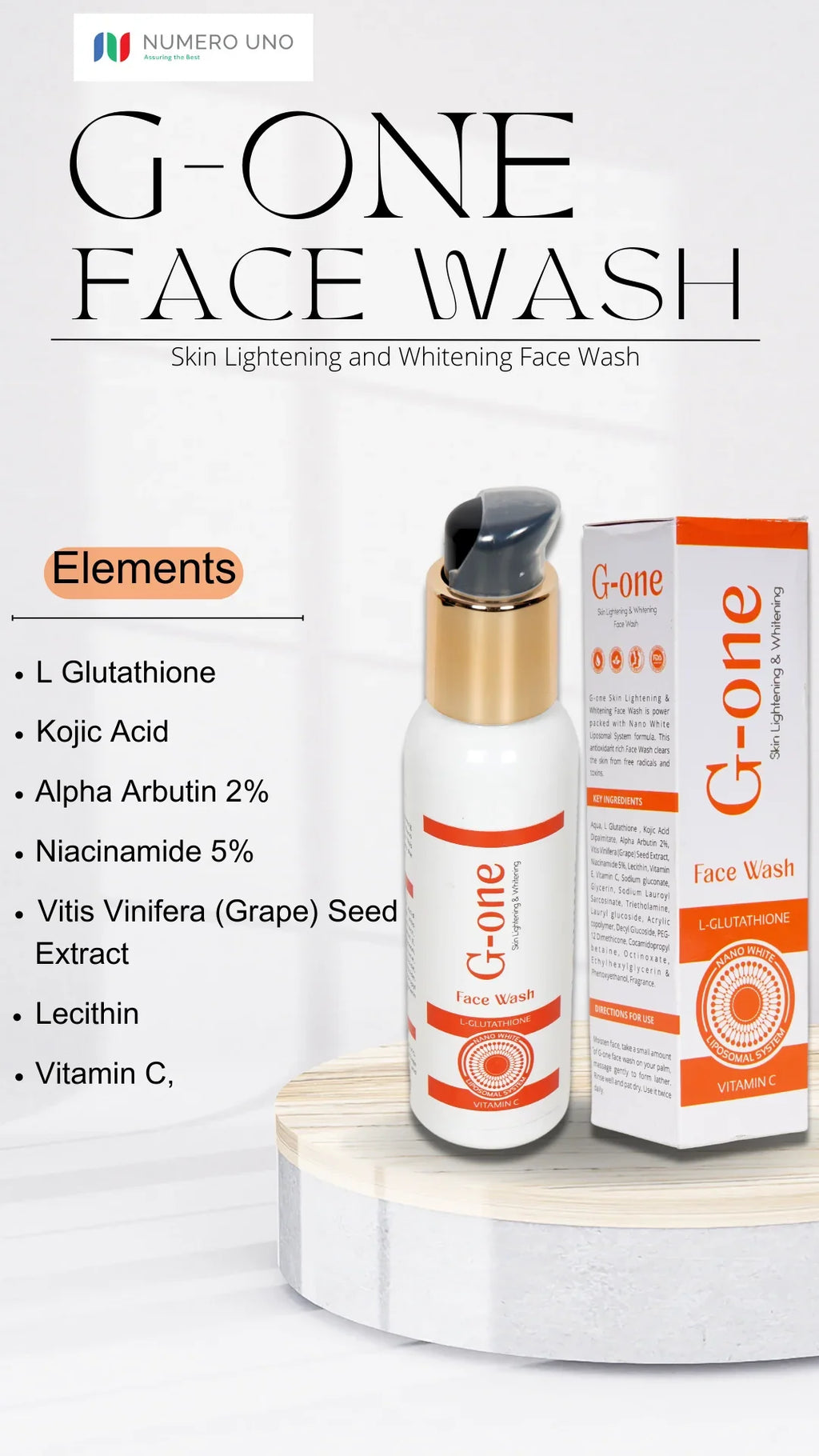 G-One Face Wash with packaging on a white background
